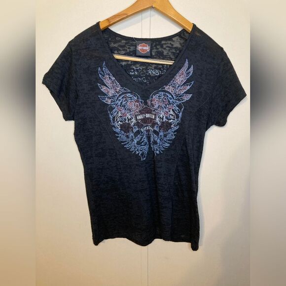 Vintage Harley Davidson V Neck Shirt, Women's Size Large - Picture 1 of 3